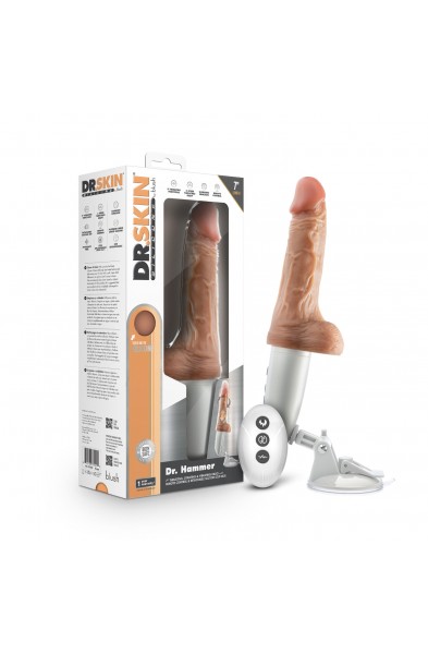 Dr. Skin Silicone - Dr. Hammer - 7 Inch Thrusting  Dildo With Handle - Beige