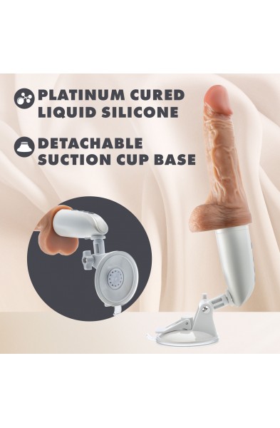 Dr. Skin Silicone - Dr. Hammer - 7 Inch Thrusting  Dildo With Handle - Beige