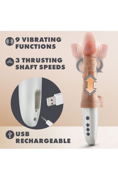 Dr. Skin Silicone - Dr. Hammer - 7 Inch Thrusting  Dildo With Handle - Beige