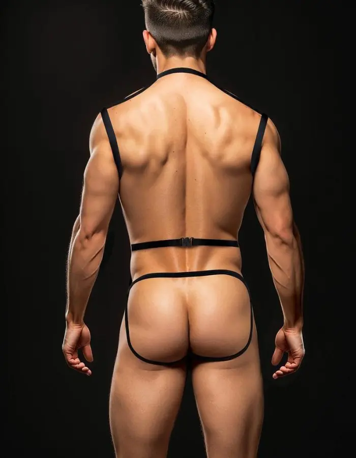 Envy 3 Pc Wet Look Chest Harness - Large/xlarge - Black