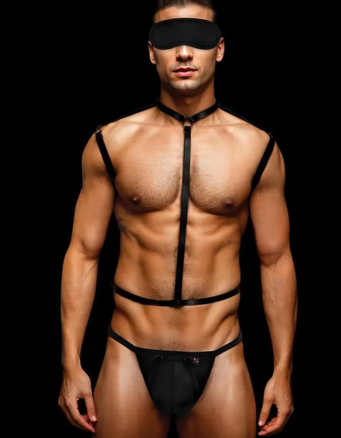 Envy 3 Pc Wet Look Chest Harness - Large/xlarge - Black