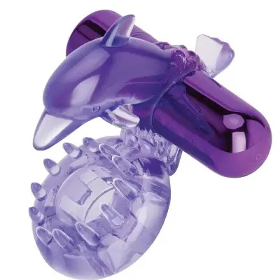Bodywand Rechargeable Dolphin Ring With Ticklers - Purple