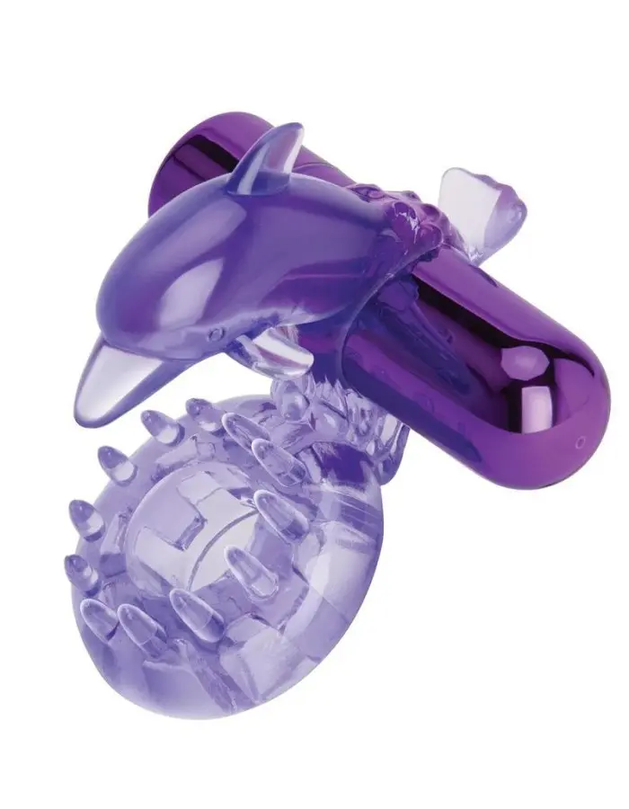 Bodywand Rechargeable Dolphin Ring With Ticklers - Purple