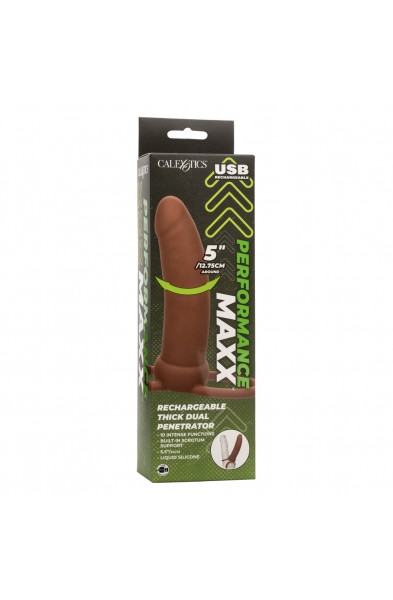 Performance Maxx Rechargeable Thick Dual  Penetrator - Brown