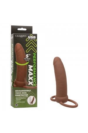 Performance Maxx Rechargeable Thick Dual  Penetrator - Brown