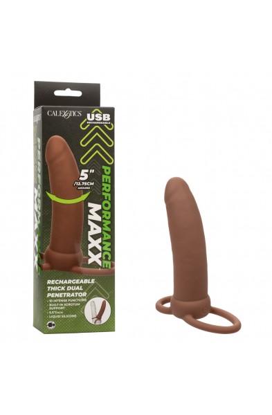 Performance Maxx Rechargeable Thick Dual  Penetrator - Brown