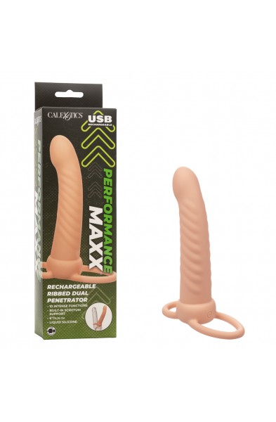 Performance Maxx Rechargeable Ribbed Dual Penetrator - Ivory