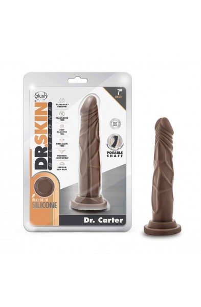 Dr. Skin Silicone - Dr. Carter - 7 Inch Dong With  Suction Cup - Chocolate