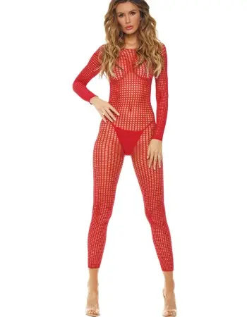 Crotchless Bodystocking - One Size - Red