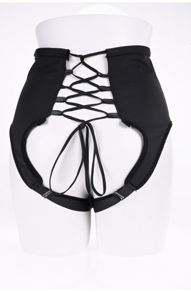 High Waisted Corset Strap on - Black