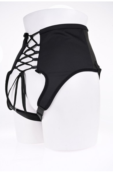 High Waisted Corset Strap on - Black