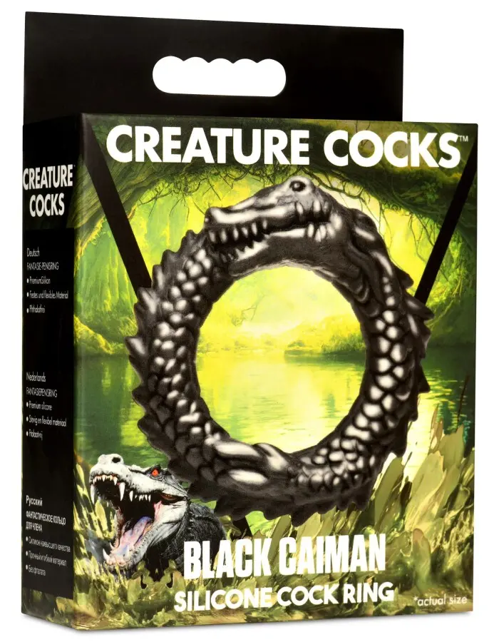 Black Caiman Silicone Cock Ring - Black