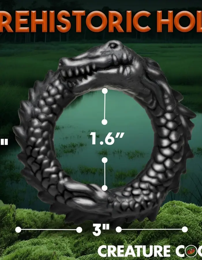 Black Caiman Silicone Cock Ring - Black