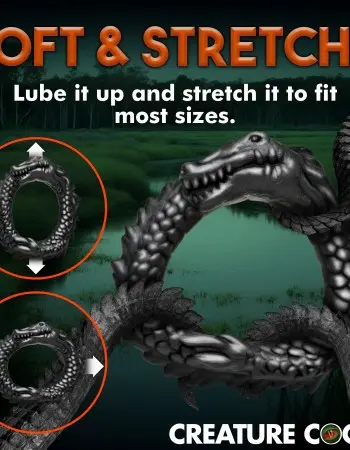 Black Caiman Silicone Cock Ring - Black