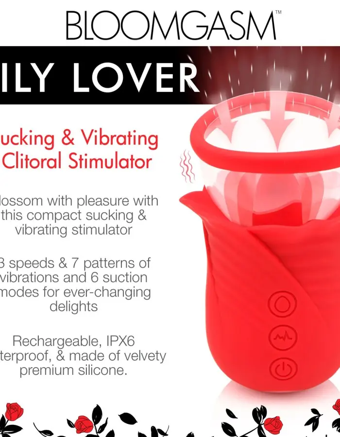 Lily Lover Sucking and Vibrating Clitoral  Stimulator- Red