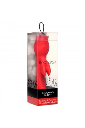 Blooming Bunny Sucking and Thrusting Silicone  Rabbit Vibrator - Red