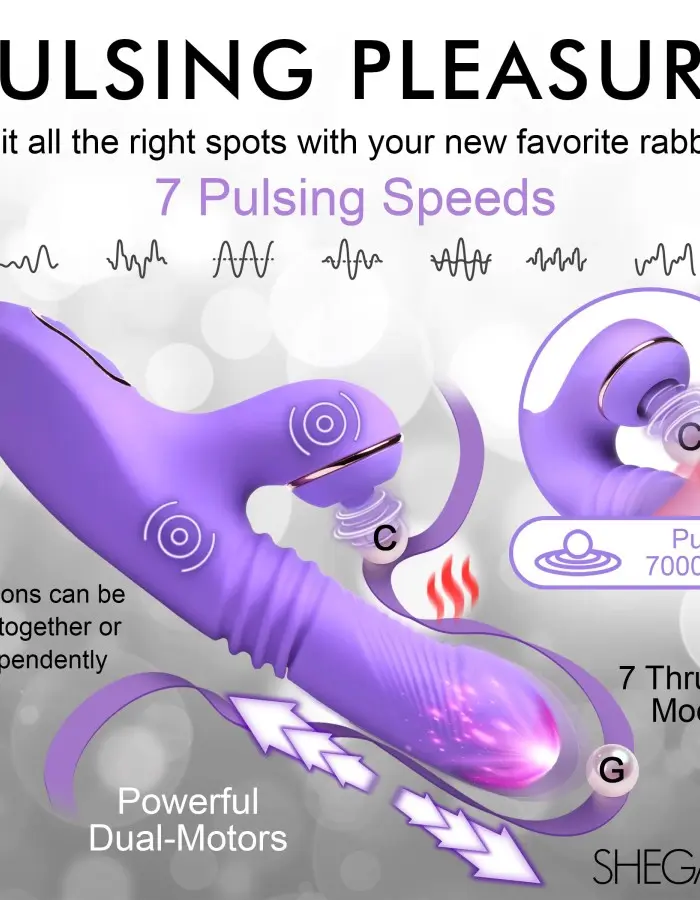 Pro-Thrust Max 14x Thrusting and Pulsing Silicone  Rabbit - Purple