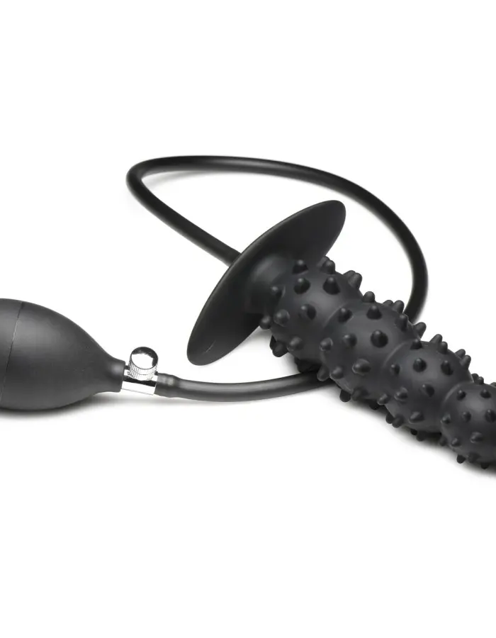 Ass Puffer Nubbed Inflatable Silicone Anal Plug -  Black