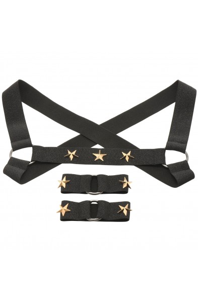 Star Boy Male Chest Harness With Arm Bands -  Small/medium - Black