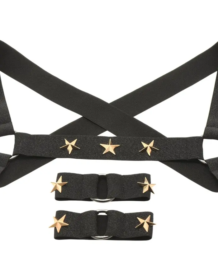 Star Boy Male Chest Harness With Arm Bands -  Small/medium - Black