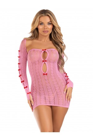 2 Pc Sweerheart Striped Tube Dress - One Size - Pink