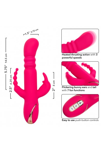 Jack Rabbit Signature Heated Silicone Triple  Fantasy Rabbit - Pink