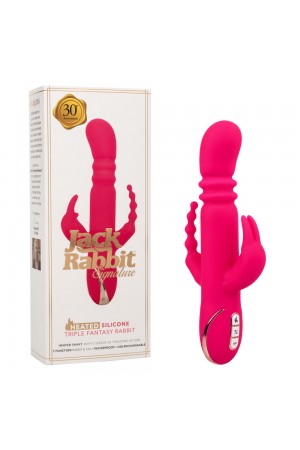 Jack Rabbit Signature Heated Silicone Triple  Fantasy Rabbit - Pink