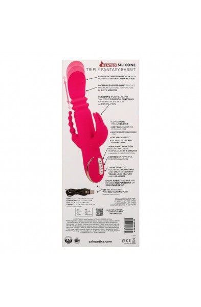 Jack Rabbit Signature Heated Silicone Triple  Fantasy Rabbit - Pink