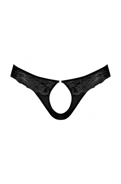 Sassy Lace - Open Ring Thong - Small/medium -  Black