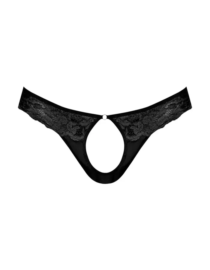 Sassy Lace - Open Ring Thong - Small/medium -  Black