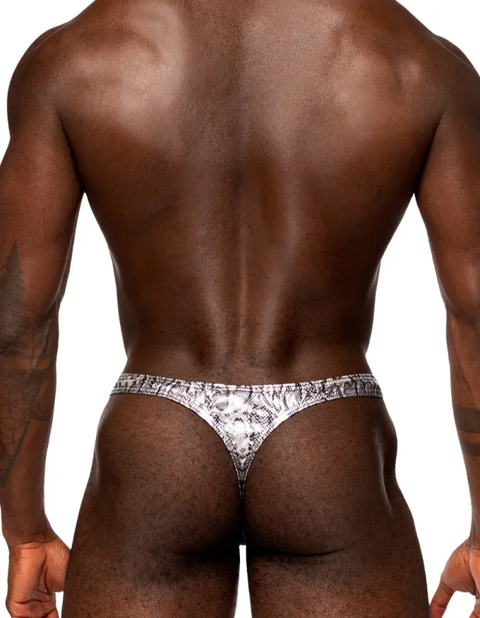 Snaked - Criss Cross Thong - Small/medium - Silver/black