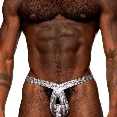 Snaked - Criss Cross Thong - Small/medium - Silver/black