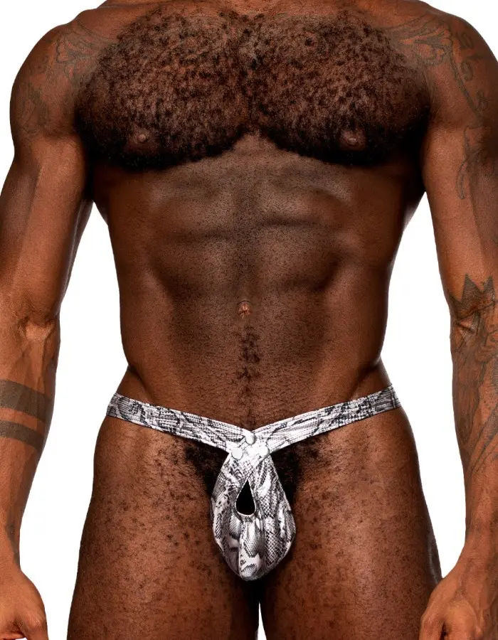 Snaked - Criss Cross Thong - Small/medium - Silver/black