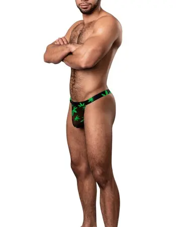 Hazy Dayz Micro Thong - Large/x-Large - Pot Leaf