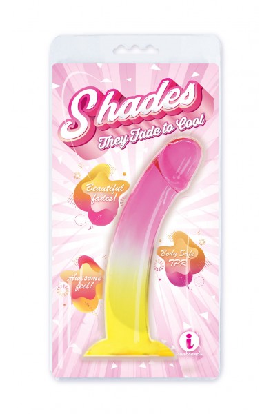 Shades, 8.25" Smoothie Jelly Tpr Gradient Dong - Pink and Yellow