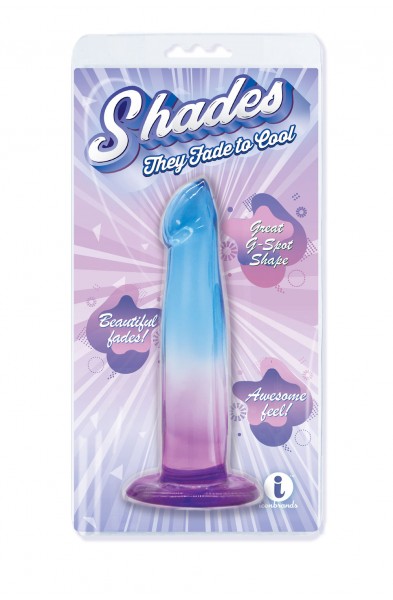 Shades, 6.25" G-Spot Jelly Tpr Gradient Dong - Blue and Purple