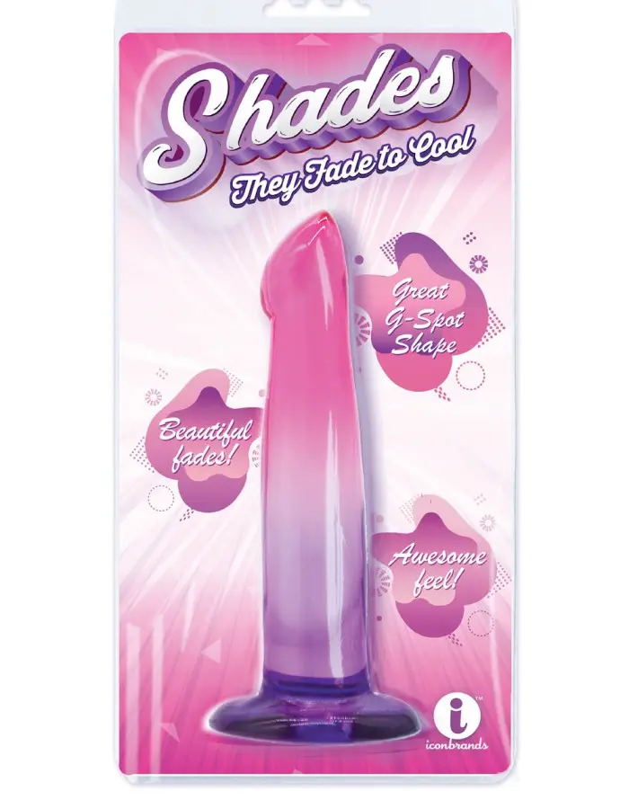 Shades, 6.25" G-Spot Jelly Tpr Gradient Dong - Pink and Purple