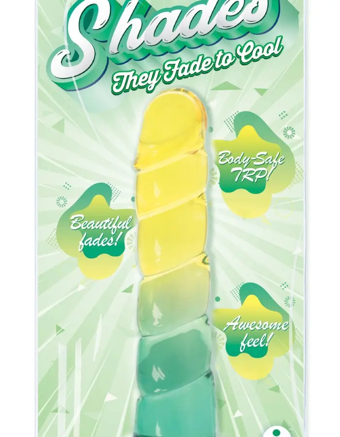 Shades, 7.5" Swirl Jelly Tpr Gradient Dong - Yellow and Mint