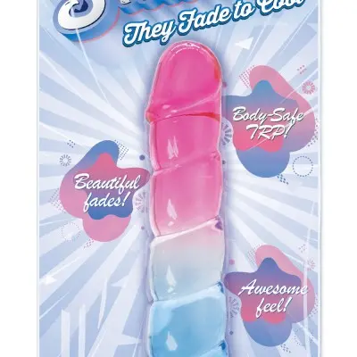 Shades, 7.5" Swirl Jelly Tpr Gradient Dong - Pink and Blue