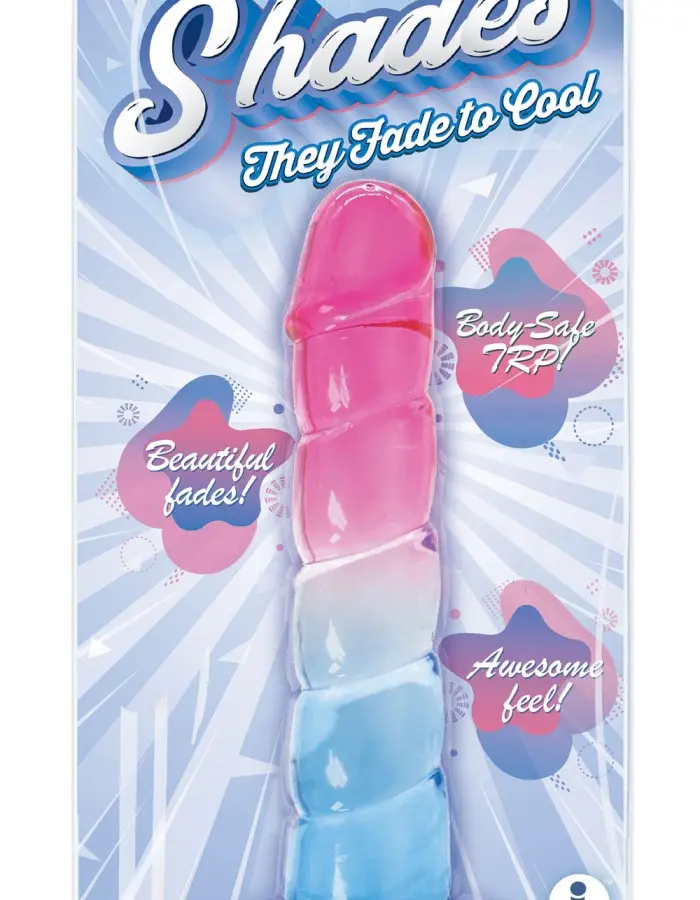 Shades, 7.5" Swirl Jelly Tpr Gradient Dong - Pink and Blue