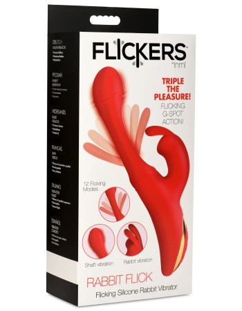 Rabbit Flick Flicking Silicone Rabbit Vibrator -  Red