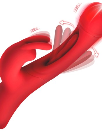 Rabbit Flick Flicking Silicone Rabbit Vibrator -  Red