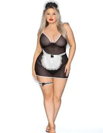 Private Maid 5 Pc Set - Queen Size - Black/white