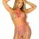 3 Pc Rainbow Net Bikini Top With G-String Panty and Biker Chaps - One Size - Multicolor