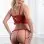 3 Pc Cropped Bustier With Thong and Stocking Set - One Size - Sexy Magenta