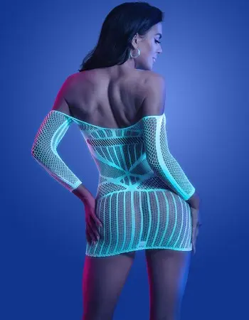 Ascension Long Sleeve Seamless Dress - One Size -  White/blue