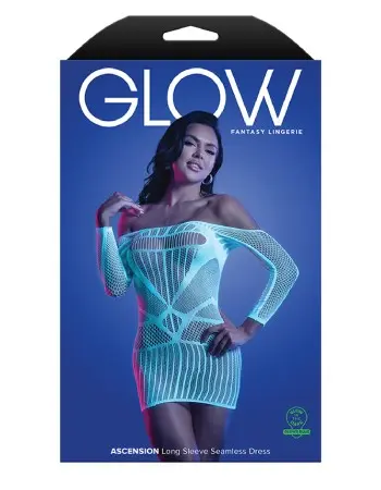 Ascension Long Sleeve Seamless Dress - One Size -  White/blue