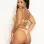 2 Pc Fishnet and Strappy Elastic Bra and Thong Set - One Size - Lime