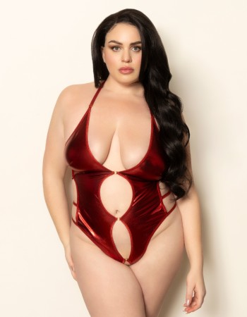 Lame Teddy With Keyholes - Queen Size - Red