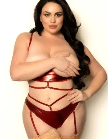2 Pc Lame Bra and Panty - Queen Size - Red